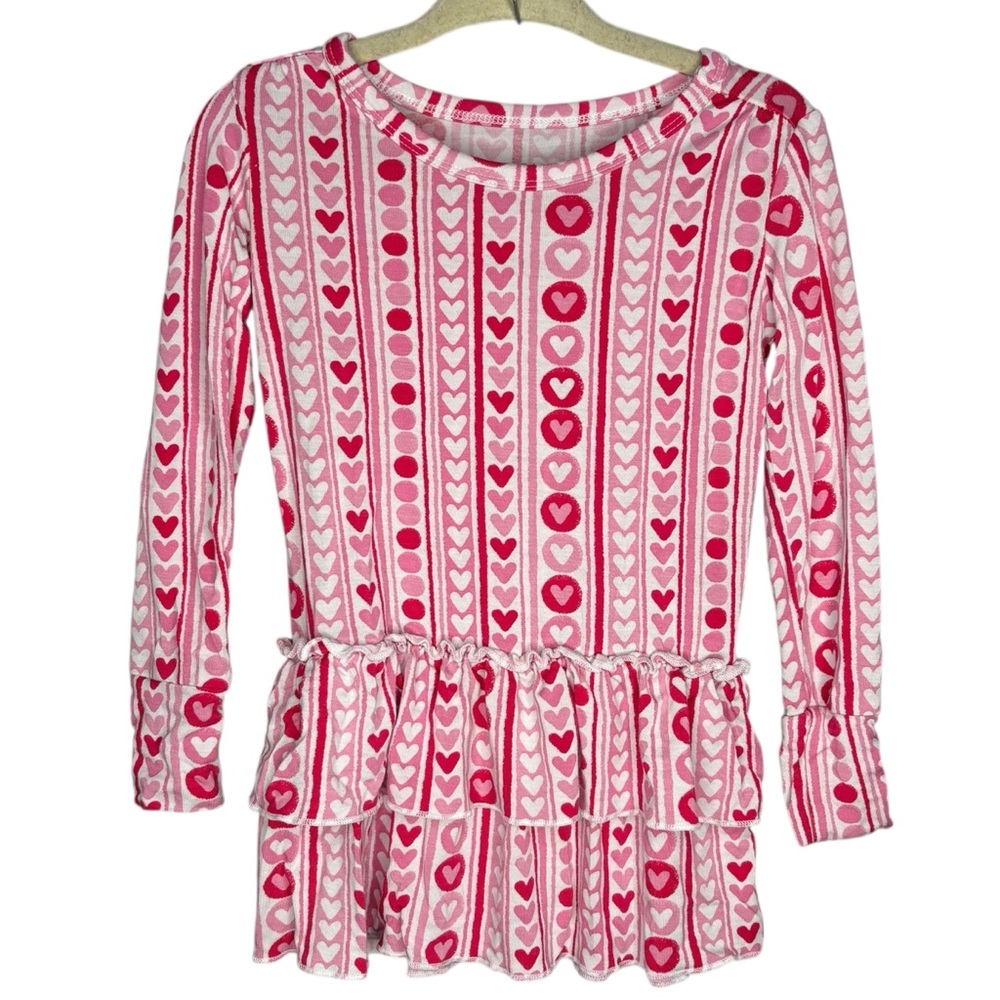 Little bum bums bamboo dress heart pattern long sleeve girls 2T tiered ruffle